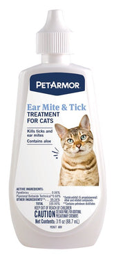 PetArmor 2815 Cat Ear Mite/Tick Treatment, Liquid, Fragrance-Free, 3 oz Squeeze Bottle